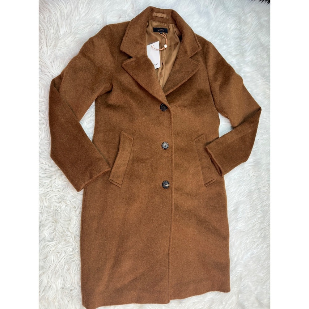 Quince Italian Wool Camel Hair Single Breasted Midi Coat Women's XS NWT - Picture 8 of 16